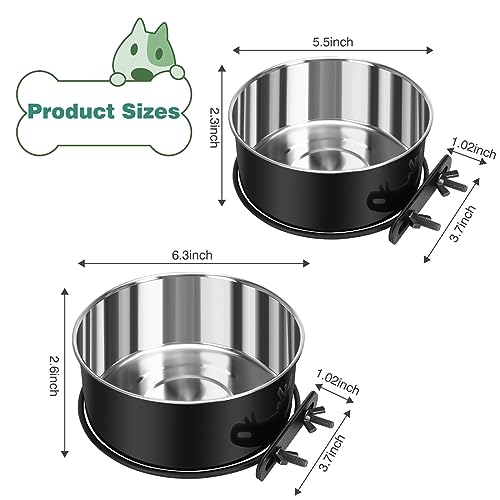 Dog Crate Water Bowl, 2 Pack No Spill Hanging Kennel Pet Cage Bowl Accessories, Mountable Big Stainless Steel Dog Food Water Dispenser Dish Feeder Coop Cup for Cat Puppy Bunny Bird Guinea Pig Ferret