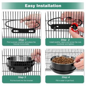 Dog Crate Water Bowl, 2 Pack No Spill Hanging Kennel Pet Cage Bowl Accessories, Mountable Big Stainless Steel Dog Food Water Dispenser Dish Feeder Coop Cup for Cat Puppy Bunny Bird Guinea Pig Ferret