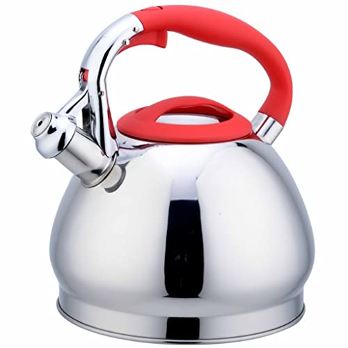 Tea Kettle For Stove Top Teapot For Stovetop Stainless Steel Whistling Kettle 3L Hot Water Boiler Kettle Kitchen Stovetop Hot Kettle Tea Kettle Teapot Tea Pot Stovetop (Color : Red, Size : 3L)