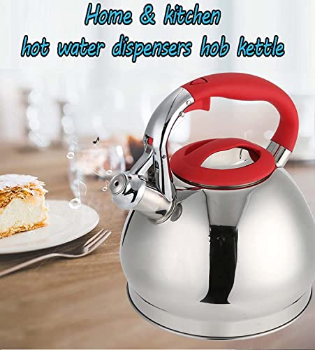 Tea Kettle For Stove Top Teapot For Stovetop Stainless Steel Whistling Kettle 3L Hot Water Boiler Kettle Kitchen Stovetop Hot Kettle Tea Kettle Teapot Tea Pot Stovetop (Color : Red, Size : 3L)