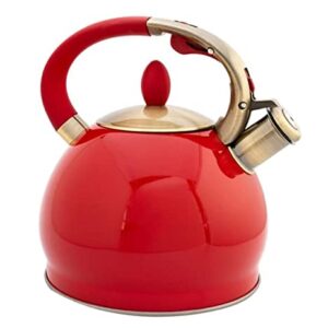 Tea Kettle Stovetop Whistling Teapot 3.5L Stainless Steel Kettle High Capacity Gas Whistle Kettle Induction Cooker Teapot Thicken Kettle Whistling Kettle Whistle Kettle Stove Top Kettle (Color : Red