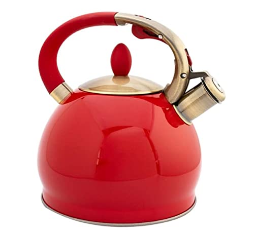 Tea Kettle Stovetop Whistling Teapot 3.5L Stainless Steel Kettle High Capacity Gas Whistle Kettle Induction Cooker Teapot Thicken Kettle Whistling Kettle Whistle Kettle Stove Top Kettle (Color : Red