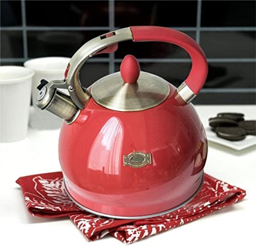 Tea Kettle Stovetop Whistling Teapot 3.5L Stainless Steel Kettle High Capacity Gas Whistle Kettle Induction Cooker Teapot Thicken Kettle Whistling Kettle Whistle Kettle Stove Top Kettle (Color : Red