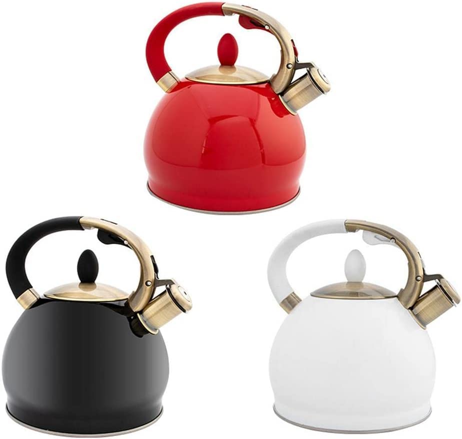 Tea Kettle Stovetop Whistling Teapot 3.5L Stainless Steel Kettle High Capacity Gas Whistle Kettle Induction Cooker Teapot Thicken Kettle Whistling Kettle Whistle Kettle Stove Top Kettle (Color : Red