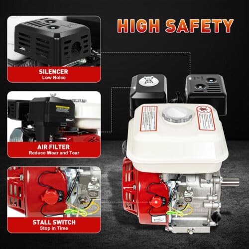 simimasen 160CC 4-Stroke Gas Engine 6.5HP Petrol Engine Air Cooled Gasoline Motor Multi-Use Engine Pull Start for Honda GX160 OHV Air Cooled Horizontal Shaft