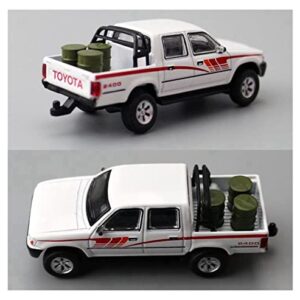 Classic Static Scale Models 1 64 for Toyota Hilux Pickup Truck White Alloy Car Model Collectibles Souvenir Display Ornament Adult Gift Non RC Toys (Color : A)