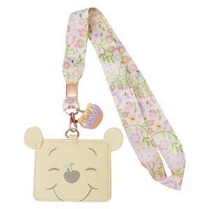 loungefly winnie the pooh folk floral lanyard with card holder (wdl0539)