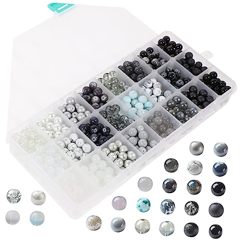 SEWACC 1 Box Round Beads Crystal Glass Beads Kit Kats in Bulk Beads in Bulk Beads for Bracelets Making Loose Gemstone Beads DIY Necklace Loose Beads Spacer Beads for Jewelry Making Manual