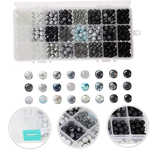 SEWACC 1 Box Round Beads Crystal Glass Beads Kit Kats in Bulk Beads in Bulk Beads for Bracelets Making Loose Gemstone Beads DIY Necklace Loose Beads Spacer Beads for Jewelry Making Manual