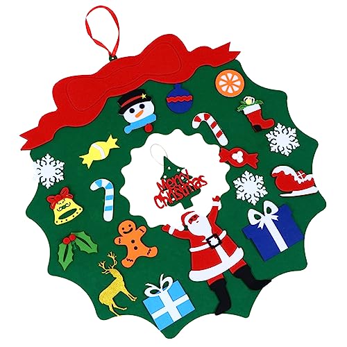 Cabilock 1 Felt Garland Christmas Porch Sign Christmas Door Wreath DIY Christmas Wall Decor Felt Christmas Tree for Kids Nativity Ornaments for Kids DIY Felt Child self Made Hanging Ring