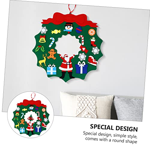 Cabilock 1 Felt Garland Christmas Porch Sign Christmas Door Wreath DIY Christmas Wall Decor Felt Christmas Tree for Kids Nativity Ornaments for Kids DIY Felt Child self Made Hanging Ring