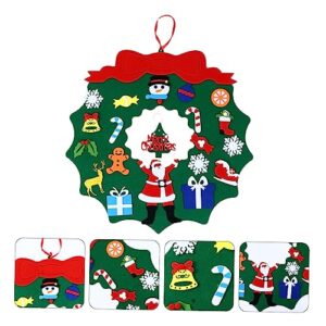 Cabilock 1 Felt Garland Christmas Porch Sign Christmas Door Wreath DIY Christmas Wall Decor Felt Christmas Tree for Kids Nativity Ornaments for Kids DIY Felt Child self Made Hanging Ring