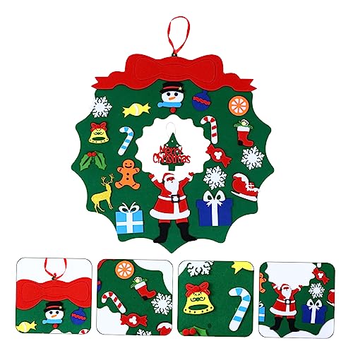 Cabilock 1 Felt Garland Christmas Porch Sign Christmas Door Wreath DIY Christmas Wall Decor Felt Christmas Tree for Kids Nativity Ornaments for Kids DIY Felt Child self Made Hanging Ring