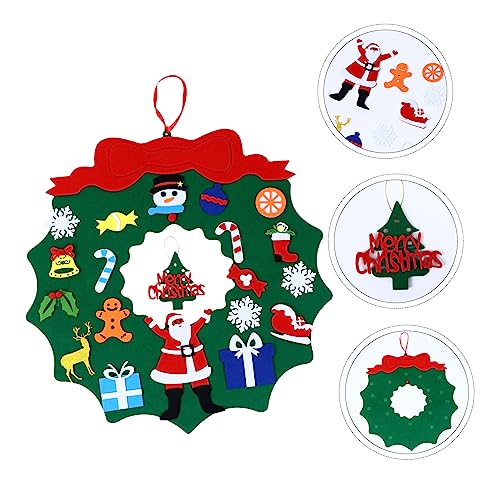 Cabilock 1 Felt Garland Christmas Porch Sign Christmas Door Wreath DIY Christmas Wall Decor Felt Christmas Tree for Kids Nativity Ornaments for Kids DIY Felt Child self Made Hanging Ring