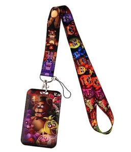 five nights freddy's characters lanyard with id holder keychain