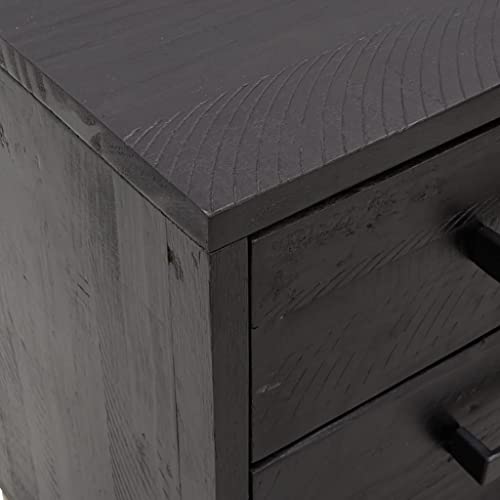 vidaXL Set of 2 Bedside Cabinets in Black - Solid Wood Pine, Metal Hardware, Retro Style, 15.7"x11.8"x21.7" - Ideal Bedroom Furniture