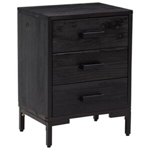 vidaXL Set of 2 Bedside Cabinets in Black - Solid Wood Pine, Metal Hardware, Retro Style, 15.7"x11.8"x21.7" - Ideal Bedroom Furniture