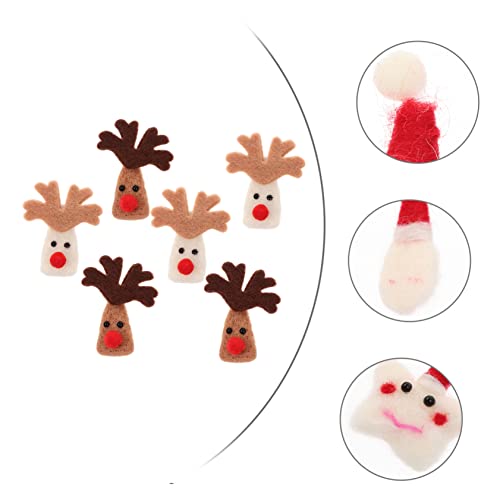 Christmas Felt Ornament Kit 6 Pcs Felt Elk Home Decoration Mini Accessories Miniture Decoration Knitted Doll Christmas Xmas Felt Knitted Santa DIY Handmade Decoration Apparel