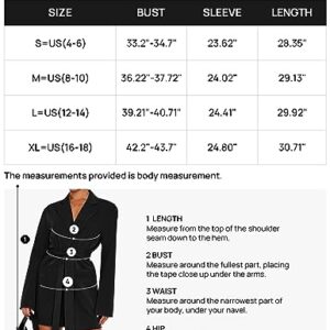 ZESICA Women's 2023 Blazers Long Sleeve Lapel Open Front Oversized Business Work Office Jackets Blazer with Belt,Black,Medium