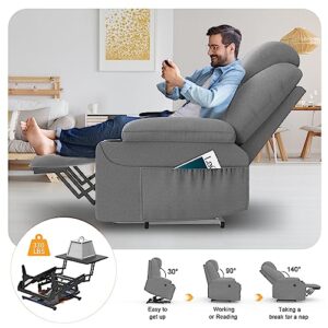 YONISEE Large Lift Chairs Recliner for Elderly - Power Lift Chair Modern with Massage and Heat, Infinite Position, Extended Footrest, USB & Tape C Ports and Cup Holders, Classic Grey