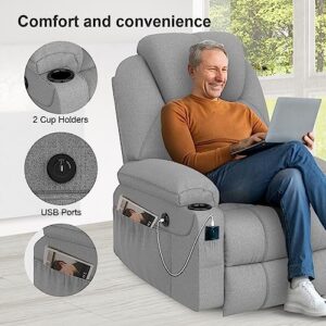 YONISEE Large Lift Chairs Recliner for Elderly - Power Lift Chair Modern with Massage and Heat, Infinite Position, Extended Footrest, USB & Tape C Ports and Cup Holders, Classic Grey