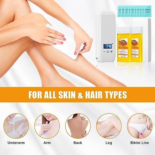 Roll On Wax Kit, Portable Wax Roller Kit for Hair Removal, Waxing Kit for Sensitive Skin, Smart Wax Heater Machine for Women and Men