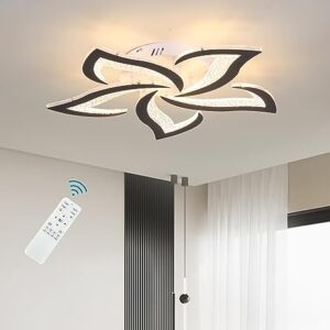 Garwam Modern LED Ceiling Lights,Black LED Dimmable Flower Shape Ceiling Light Chancelier,Flush Mount Ceiling Lamp Lighting fixture with Remote Control for Living Room Dining Room Hallway Kitchen(48W)