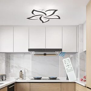 Garwam Modern LED Ceiling Lights,Black LED Dimmable Flower Shape Ceiling Light Chancelier,Flush Mount Ceiling Lamp Lighting fixture with Remote Control for Living Room Dining Room Hallway Kitchen(48W)