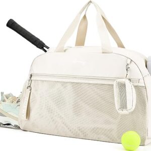 Gym Bag for Women With Shoe Compartment Sport Duffle Bag Travel bag With Wet Pocket Weekender Bag for Travel Gym Yoga Tennis Sports(Beige)