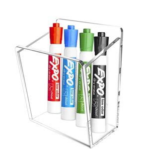 lumanman wall mounted marker holder, adhesive dry erase marker organizer, acrylic pen holder with 2pcs 3m transparent tapes, clear pencil holder for whiteboard, fridge, locker, 1 pack