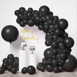rubfac black balloons, 146 pcs different sizes pack of 36 18 12 10 5 inch for balloon garland or balloon arch as graduation wedding birthday baby shower anniversary party decorations
