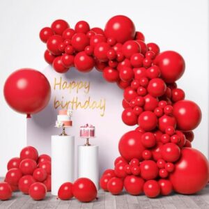 rubfac red balloons, 146 pcs different sizes pack of 36 18 12 10 5 inch for balloon garland or balloon arch as graduation wedding birthday baby shower anniversary party decorations