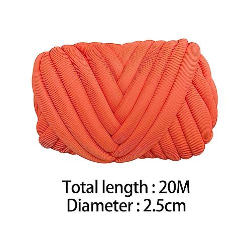 Gazechimp 250G Chunky Yarn Arm Knitting Yarn Polyester Yarn Length 787inch DIY Crochet Bulky Yarn Jumbo Tubular Yarn for Weaving Throw Baskets, Orange