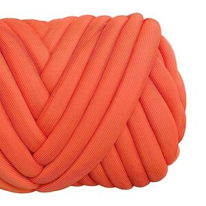 Gazechimp 250G Chunky Yarn Arm Knitting Yarn Polyester Yarn Length 787inch DIY Crochet Bulky Yarn Jumbo Tubular Yarn for Weaving Throw Baskets, Orange