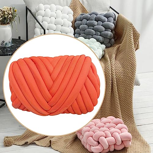 Gazechimp 250G Chunky Yarn Arm Knitting Yarn Polyester Yarn Length 787inch DIY Crochet Bulky Yarn Jumbo Tubular Yarn for Weaving Throw Baskets, Orange