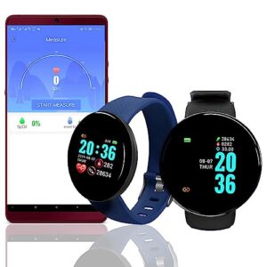 viflosae 1.44-inch color round screen smart watch, fashion round screen health data recording function caller id watch, high sensitivity, single button control (black)