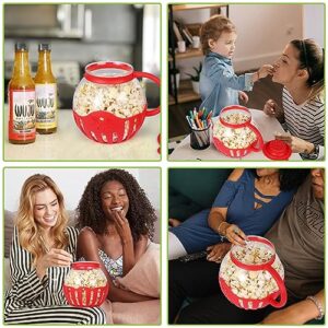 MMUGOOLER Glass Microwave Popcorn Popper, 2.25QT Original Popcorn Jar with Silicone Lid, BPA Free, Dishwasher Safe- Red