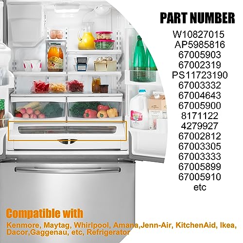 W10827015 AP5985816 Refrigerator Pantry Drawer Door Compatible with kenmore, maytag, whirlpool, amana, Jenn-Air, KitchenAid, Ikea, Dacor, Gaggenau Refrigerator -Replaces 12656813, 67005903
