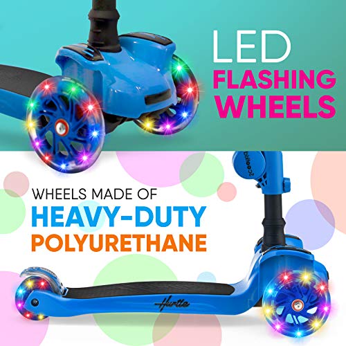 LaScoota 2-in-1 Kids Kick Scooter & Hurtle 3-Wheeled Scooter for Kids - Wheel LED Lights