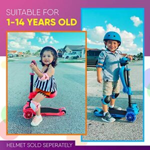 LaScoota 2-in-1 Kids Kick Scooter & Hurtle 3-Wheeled Scooter for Kids - Wheel LED Lights