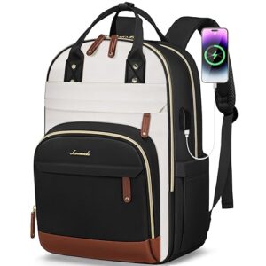lovevook laptop backpack for women, 15.6 inch travel anti-theft laptop bag, fashion work business backpacks purse, warterproof college teacher nurse computer professor daypack, beige-black-brown