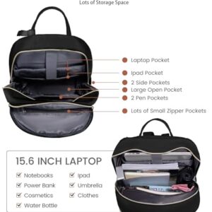 LOVEVOOK Laptop Backpack for Women, 15.6 Inch Travel Anti-theft Laptop Bag, Fashion Work Business Backpacks Purse, Warterproof College Teacher Nurse Computer Professor Daypack, Beige-Black-Brown
