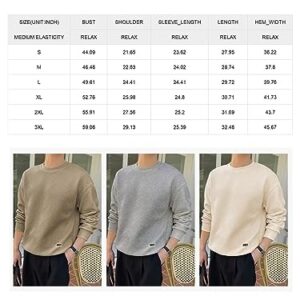 Dokotoo Men Mens Solid Color Crewneck Sweatshirt Lightweight Geometric Texture Long Sleeve Casual Pullover Sweatshirts Green Medium