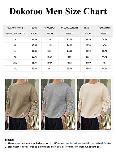 Dokotoo Men Mens Solid Color Crewneck Sweatshirt Lightweight Geometric Texture Long Sleeve Casual Pullover Sweatshirts Green Medium