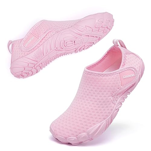 Limberun Kids Water Shoes for Girls Boys Swimming Shoes Kids Pool Shoes Kids Beach Shoes Youth Water Shoes Aqua Shoes for Kids Quick Dry Non-Slip, Comfortable Pink 11.5