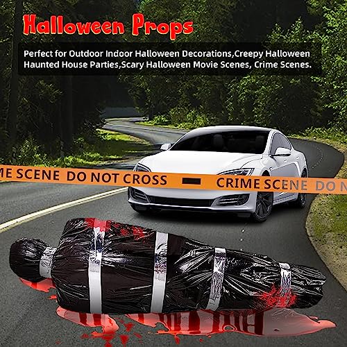 Halloween Decorations Hanging Corpse Dead Victim Prop 6 Pcs Set Includes Air Pump and Caution Tape,Creepy Halloween Inflatables Yard Decorations,Scary Halloween Decor Clearance Prop for Haunted House.