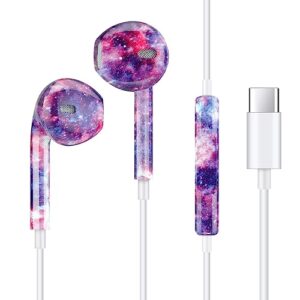 coolden for type-c in-ear earbuds with microphone volume control&support call hifi stereo usb c headphones, wired earphones compatible with samsung galaxy z flip 4/ z flip 3/ z flip 5, colorful