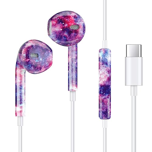 Coolden for Type-C in-Ear Earbuds with Microphone Volume Control&Support Call HiFi Stereo USB C Headphones, Wired Earphones Compatible with Samsung Galaxy Z Flip 4/ Z Flip 3/ Z Flip 5, Colorful