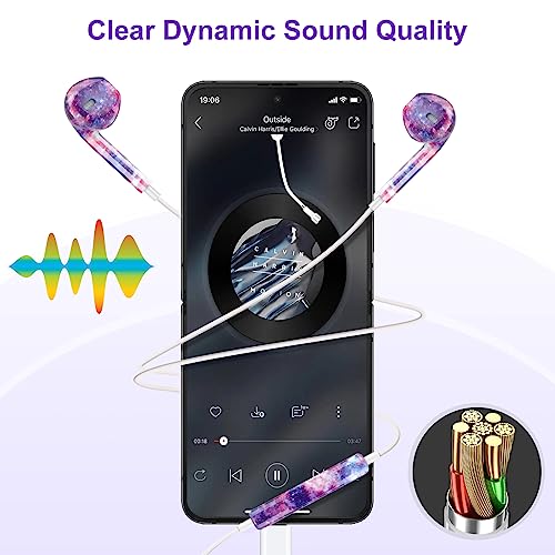 Coolden for Type-C in-Ear Earbuds with Microphone Volume Control&Support Call HiFi Stereo USB C Headphones, Wired Earphones Compatible with Samsung Galaxy Z Flip 4/ Z Flip 3/ Z Flip 5, Colorful