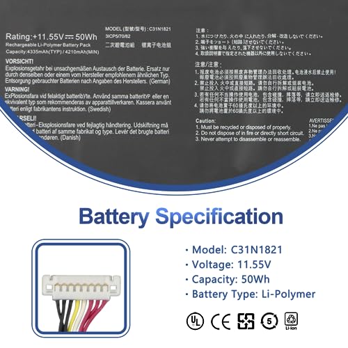 ANTIEE C31N1821 Laptop Battery for Asus ZenBook S13 UX392FA UX392FN i7-8565U UX392FA-AB030T UX392FA-AB004T UX392FA-AB021T UX392FA-AB008T UX392FA-AB017T UX392FN-AB006T UX392FN-AB009T UX392FA-AB015T